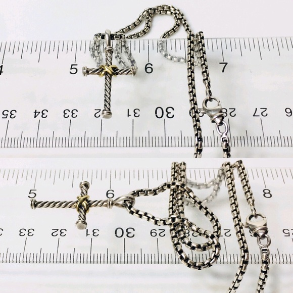 David Yurman Sterling & 18k X Cable Cross Pendant - Picture 6 of 8
